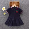 Vestido das meninas verão novo estilo ocidental infantil saia do bebê saia plissada infantil saia de manga curta moda