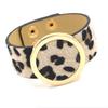 Suministro transfronterizo moda europea y americana otoño e invierno personalidad estampado de leopardo pelo de caballo Pu imitación de cuero pulsera versátil pulsera ancha para mujer