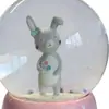 Bola de Cristal Luminosa Bola de Nieve de Conejo Personalizada Adornos Transfronterizos Decoración del Hogar Escritorio Artesanía de Resina Adornos
