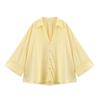 Camisa Risca de Giz para Comércio Exterior Lapela Estilo Europeu e Americano Moda Casual Versátil Primavera e Verão Feminina Manga Larga Novo Estilo