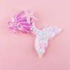 Pinza para el pelo de cola de sirena con lentejuelas de arcoíris Accesorios para el pelo de niños Accesorios de tela lindos de concha y estrella de mar Joyería DIY