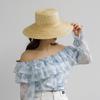 Sombrero de paja de moda para primavera y verano, informal, con parte superior plana y alero grande, para exteriores, playa, viajes, protector solar, parasol, sombrero de paja moderno.