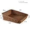 Cesta de exhibición para panadería mimbre tejido apertura inclinada cesta de frutas de plástico rectangular estante para verduras y snacks de supermercado cesta organizadora de almacenamiento