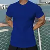 Camiseta de Manga Corta para Hombre con Cuello Redondo de Verano, Camiseta Básica de Nuevo Estilo para Hombre, Top de Canalé, Tendencia de Verano y Versátil, Absorbe la Humedad y el Sudor