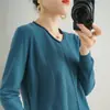 Suéter de tricô feminino novo estilo, fio de algodão simples, atacado, versátil, caimento solto, gola redonda, manga longa, casual, adequado para primavera e outono, transfronteiriço