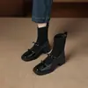 Otoño/Invierno 2026 Nuevo Patchwork de Charol con Moño Botas de Calceta Elásticas de Tacón Alto para Mujer Punta Cuadrada Adelgazantes Versátiles Zapatos de Moda
