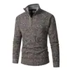 Suéter de punto de invierno transfronterizo nuevo para hombre con media cremallera, moderno y a la moda, forrado de felpa y engrosado para uso casual