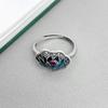 Anillo simple con candado de loto y esmalte cloisonné en plata esterlina s925 para mujer, estilo étnico, abierto, joyería de plata
