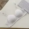 Sujetador Push-Up Pequeño Transpirable Puro y Delgado Estilo Diario Cuadros de Encaje Femenino, Sujetador Cómodo y Amigable con la Piel