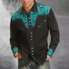 Camisa Casual de Manga Larga para Hombre Estilo Vaquero Transfronteriza 2025 Retro Impresión 3D Talla Grande Holgada Cárdigan