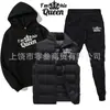 Conjunto Esportivo de Veludo Estampado Outono e Inverno Transfronteiriço Moda Americana Casual Colete Moletom de Algodão e Calça de Moletom Conjunto de Três Peças