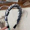 Nuevo Coletero Azul a Cuadros Estilo Coreano para Niñas, Lazo de Tela Hecho a Mano para Moño con Diadema de Corona Alta para Mujeres