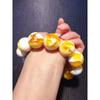 Pulsera de Porcelana Blanca Dorada Retorcida de Cera de Abeja Vieja para Hombres y Mujeres, Pulsera de Ámbar con Cuentas de la Suerte, Cuentas de la Suerte, Joyería para Parejas