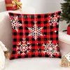 Nueva funda de almohada navideña transfronteriza con cuadros rojos y blancos, renos, árbol de Navidad y estampado digital de letras