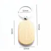 En stock llavero creativo de madera de haya se puede grabar con láser pequeño bloque de madera etiqueta colgante llavero de coche de madera impresión