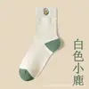 Calcetines Gruesos para Mujer, Felpa, Otoño e Invierno, Engrosados, Cálidos, de Media Pantorrilla de Algodón, Ciervo Lindo, Estilo Japonés, Versátiles Calcetines de Toalla al por Mayor