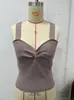 Suéter Camisola de Nuevo Estilo Europeo y Americano 2024 para Mujer, Top Tubo de Capa sin Mangas con Cuello en V Retorcido para Mujer