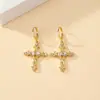 E-commerce transfronteiriço joias atacado brincos de cruz de diamante feminino nicho alto senso brincos de zircônia em formato de coração atacado