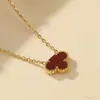 Colar da Sorte Dupla Face 13mm Trevo de Quatro Folhas Colar Aço Titânio Ouro 18K Pingente Simples Luxo Leve Celebridade da Internet Colar Clavícula