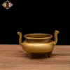 Quemador de incienso de latón Hongda tamaño pequeño de tres patas estufa de tres patas de doble oreja estufa de oreja doblada al por mayor adornos de artesanía de cobre