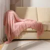 Manta Tejida Nórdica con Borlas para Oficina, Siesta, Aire Acondicionado, Cubierta de Sofá, Chal, Manta Pequeña, Cubre Cama