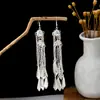 [Selección Premium] Pendientes Estilo Étnico de Minorías Vintage con Plata de Minorías Étnicas, Pendientes Largos Colgantes Florales Estilo Bohemio Único