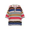Suéter hueco de rayas coloridas retro americano primavera y verano nueva camisa casual suelta con solapa moda superior