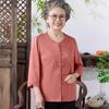 Nova Camisa de Verão Estilo Chinês para Mulheres de Meia-Idade e Idosas, Blusa Tradicional Chinesa de Manga Curta com Gola Redonda
