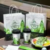 Copo Descartável para Milk Tea Copo de Papel 500ml Estilo Chinês Bebida de Chá para Levar Quente e Frio Universal Cartão Prateado Copo para Embalagem de Café Comercial