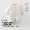 Algodão puro, espessado para outono e inverno, 120gsm, algodão Classe A, macacão para bebê recém-nascido, unissex, quente e confortável
