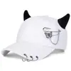 Gorra de hip-hop transfronteriza versión coreana cuerno genial personalidad gorra de béisbol moderna versátil estudiante casual visera gorra de pico de pato