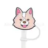 Nuevo protector de pajita de cachorro de dibujos animados tapa de pajita de 10 MM tapón de polvo de silicona decoración de pajita de fiesta de dibujos animados linda cruz