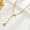 Pulsera Cadena Collar Colgante Corazón Acero de Titanio Chapado Ecológico Set