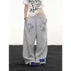Pantalones de chándal unisex de diseño retro americano transfronterizo, marca de moda, estampado de letras, pierna ancha holgada, deportivos casuales, largos