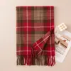 Bufanda Cuadros Clásica Versátil Nueva para Otoño e Invierno para Mujeres Estudiantes y Parejas, Imitación Cachemira, Chal Engrosado Estilo Coreano