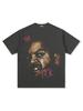 Sudadera con capucha de manga corta pesada con estampado retro hip-hop americano de Ice Cube para cruzar fronteras, cuello redondo