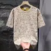 Camiseta Masculina de Manga Curta de Seda de Gelo Verão 2026 Design Queimado Senso de Estilo Top Tendência Item Quente Luxo Leve Rasgada Fresca Camiseta