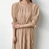 Vestido de gasa de manga corta con farol, informal, holgado y con diseño plisado de textura suave y elegante para mujer de Lotte