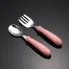 Directo de fábrica acero inoxidable cuchara tenedor infantil caricatura creativo suplemento alimenticio infantil Amazon 304 cuchara tenedor traje conveniente