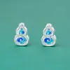 Seiko S925 Prata Esterlina Filigrana Esmalte Cloisonné Azul Cabaça Contas Espaçadoras Pulseira de Contas DIY Acessórios de Prata