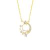 Collar de Plata Esterlina 925 con Luna para Mujer, Diseño Nicho, Lujo Ligero, Cadena para Clavícula de Nácar Blanco, Estilo Ins, Colgante de Circonita de Estrella
