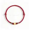 Pulsera de Oro Puro 999 con Cuentas de la Suerte, Hilo Rojo para el Año de Nacimiento, Mes Completo del Bebé, Adulto, Ceremonia de Apertura, Joyería de Oro, Regalo Casual