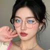 Armazones Ovalados para Lentes con Filtro de Luz Azul para Mujer, Estilo Coreano Ins Metal Corazón Perla Armazón Abierto, Lentes de Moda Europeos y Americanos Sin Graduación