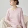 Baicai Veludo Cashmere Outono/Inverno Novo Cor Sólida Malha Camada Base Solto Vazado Manga Longa Suéter Macio e Amigo da Pele
