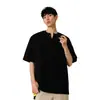 Camiseta de manga corta abotonada con cuello en V pronunciado estilo americano para hombre y mujer, nuevo diseño de moda de verano, camiseta de color liso de manga corta holgada