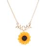 Collar Caliente Europeo y Americano Collar de Perlas Girasol Set de Aretes Mujeres Elegante Moda Set Girasol