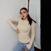 Camisa de cuello redondo para mujer, otoño e invierno 2024, nueva, ajustada, de manga larga, suéter corto, parte superior interior