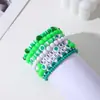 Europa y América. Pulsera Verde del Día de San Patricio Apilada con Cuentas de Arcilla Suave, Decoración de Colgante Hecho a Mano de Trébol de Cuatro Hojas de Buena Suerte