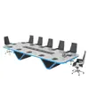 Mesa de Conferencias Pintada Lámpara de Mesa Blanca Larga con Tecnología Moderna Sala de Conferencias Grande Recepción Negociación Combinación de Escritorio y Silla de Oficina