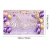 Novos adereços de decoração de aniversário transfronteiriços: Bandeiras decorativas de poliéster 100D, tecido para fundo de aniversário, faixas e dísticos personalizados
